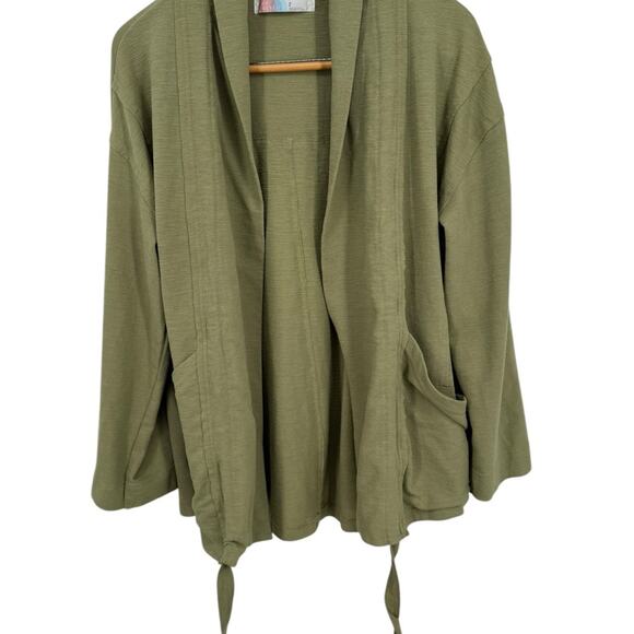 FREE PEOPLE FP BEACH Open Front Cardigan Green Women’s Size Small - Picture 4 of 6